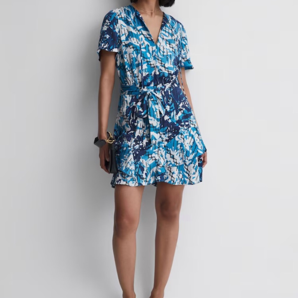 Reiss Blue Abstract Print Mini Dress